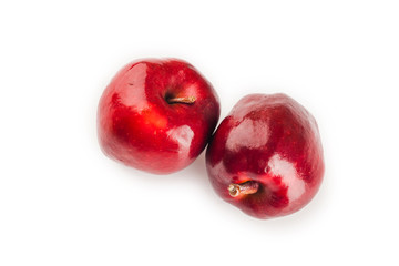 red apples isolated on white background closeup