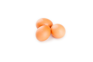 three eggs isolated on white background