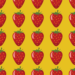 Strawberry vector seamless pattern. Cartoon fruit stylish texture. Repeating strawberry fruit seamless pattern background for friut design and web