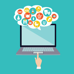  The concept of online shopping.