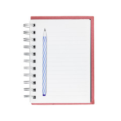 notebook and pen isolated on white background