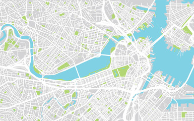 Vector city map of Boston, Massachusetts