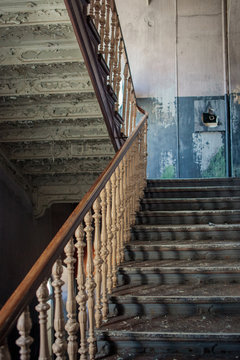 Old stairs in abandoned building