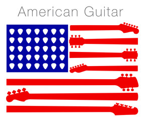 Naklejka premium An American flag made out of guitar parts and picks 