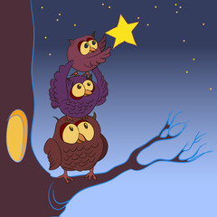 owl family graphic vector