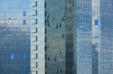 Blue background of skyscraper windows