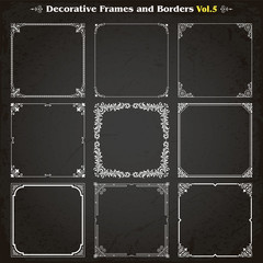 Decorative square frames and borders set 5 vector