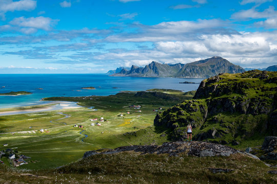 Beautiful nature and landscape in the Lofoten Islands during summer in Norway