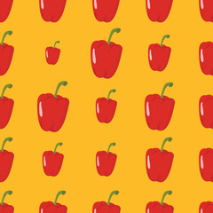Paprica vector seamless pattern. Cartoon vegetable stylish texture. Repeating paprica vegetables seamless pattern background for eco bio vegetables design and web