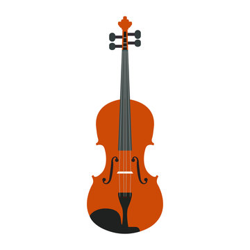 Isolated wooden violin on a white background, Vector illustration