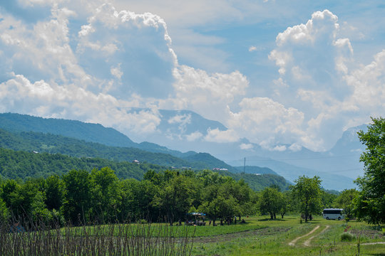 area of Qusar. View on  mountain Shahdag. Azerbaijan