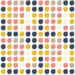 Abstract vector geometric seamless pattern with brush stroke circles  in soft pastel colors.