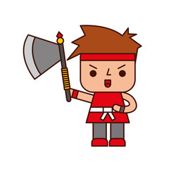 Avatar of a video game warrior with ax vector illustration design