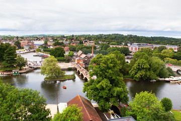 Elevated view of Stratford-Upon-Avon, Warwickhire, England, the birthplace of William Shakespeare, selective focus - obrazy, fototapety, plakaty