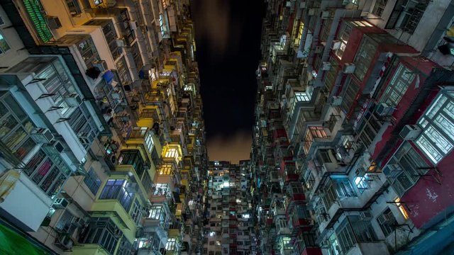 Hong Kong, 22 June 2017 -: Time lapse of  Tall Building in Hong Kong at night