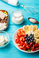 Ingredients for fruit milkshakes