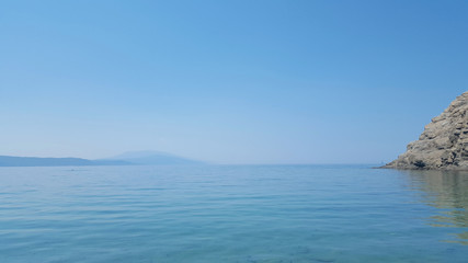 Fototapeta na wymiar Beautiful Micros Aselinos beach on Skiathos island in Greece, summer day in June