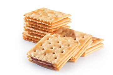 Tasty biscuits isolated on white background.