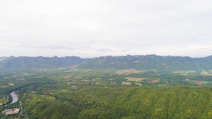 Fototapeta premium Kanchanaburi, Thailand. villages and forest near Khwae Yai river.