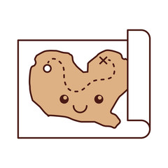 treasure map game kawaii character vector illustration design