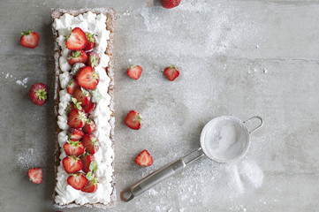 Naklejka na ściany i meble Strawberry Tart (Meringue or Whipped Cream)