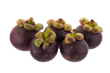 Mangosteens Queen of fruits, ripe mangosteen fruit isolated on white background