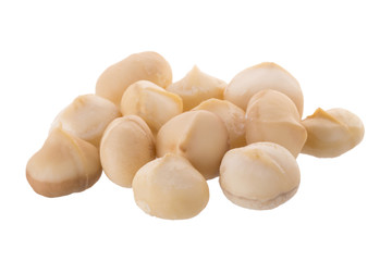 Dried macadamia nut isolated on a white background