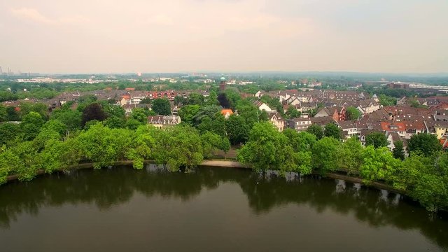 Aerial Dusseldorf Germany Beneath Castle and Park
