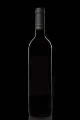 Bottle of wine isolated on black.
