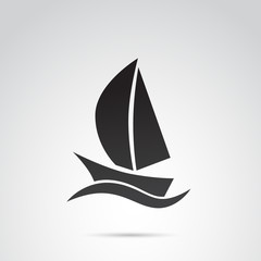Ship, sail vector icon.