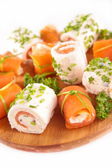 buffet food, assortment of canape