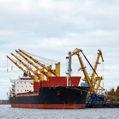 Black cargo ship