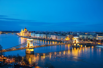 Fototapeta na wymiar Overview of Budapest at sunset