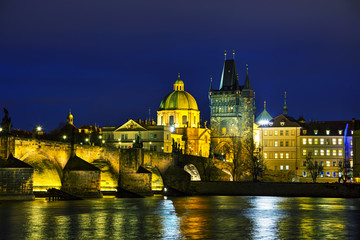Fototapeta premium The Old Town with Charles bridge tower in Prague