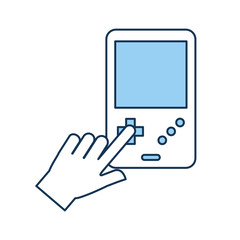 hands user with Portable video game console vector illustration design