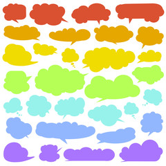 Set of rainbow colored speech bubbles. Cloud bubbles.