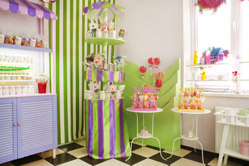 Beautiful interior of candy shop