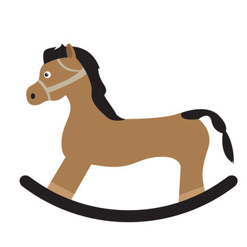 Isolated wooden horse on a white background, Vector illustration