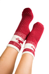 Female feet in socks