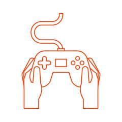 hands with video game control icon vector illustration design