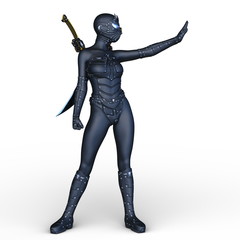 女性サイボーグ剣士