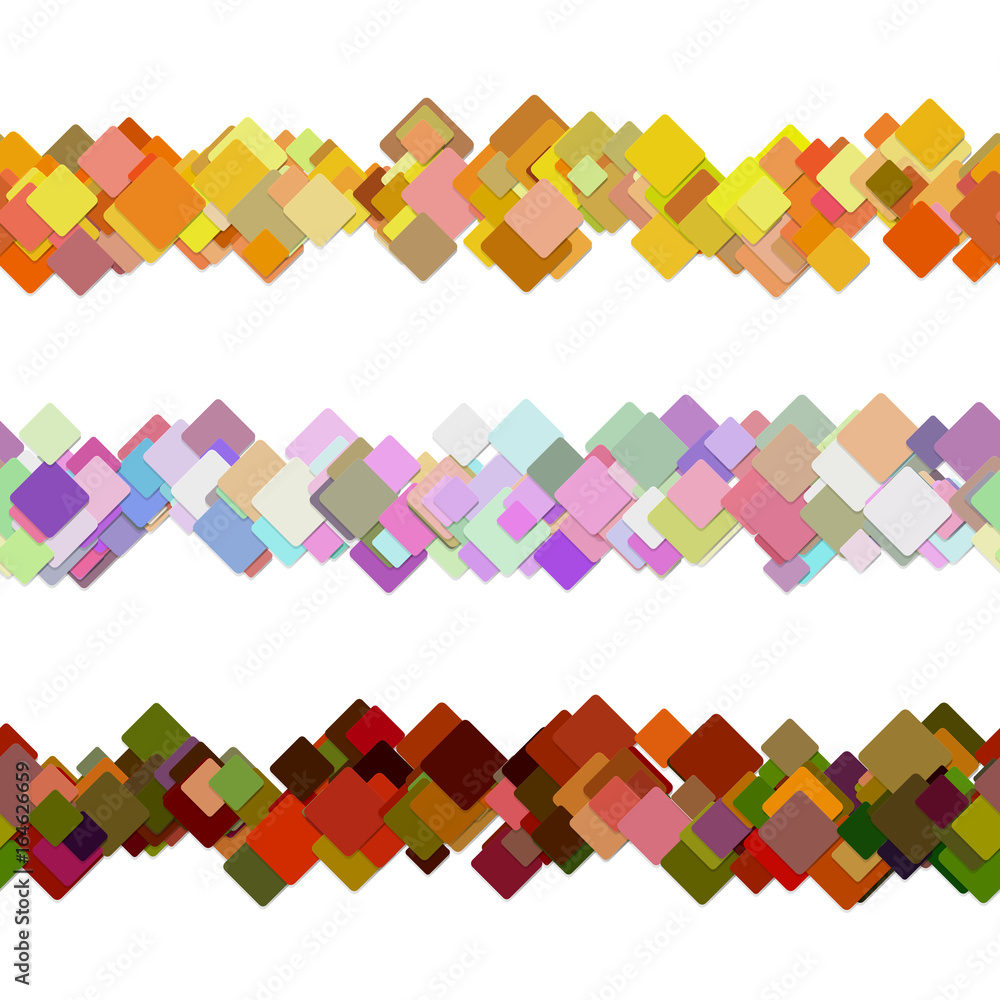 Poster Repeatable square pattern paragraph divider line design set - vector design elements from colored rounded squares