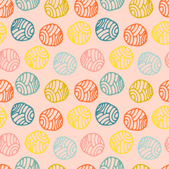 Colorful doodle polka dot background. Abstract round seamless pattern. Vector illustration.
