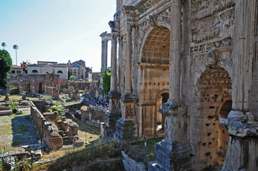 Roma, i Fori Imperiali e l'Arco di Settimio Severo