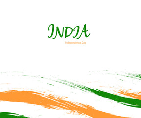 Independence day of India watercolor sign on white background with flag in a national color. Indian national three color flag symbol vector illustration. August 15 holiday banner.