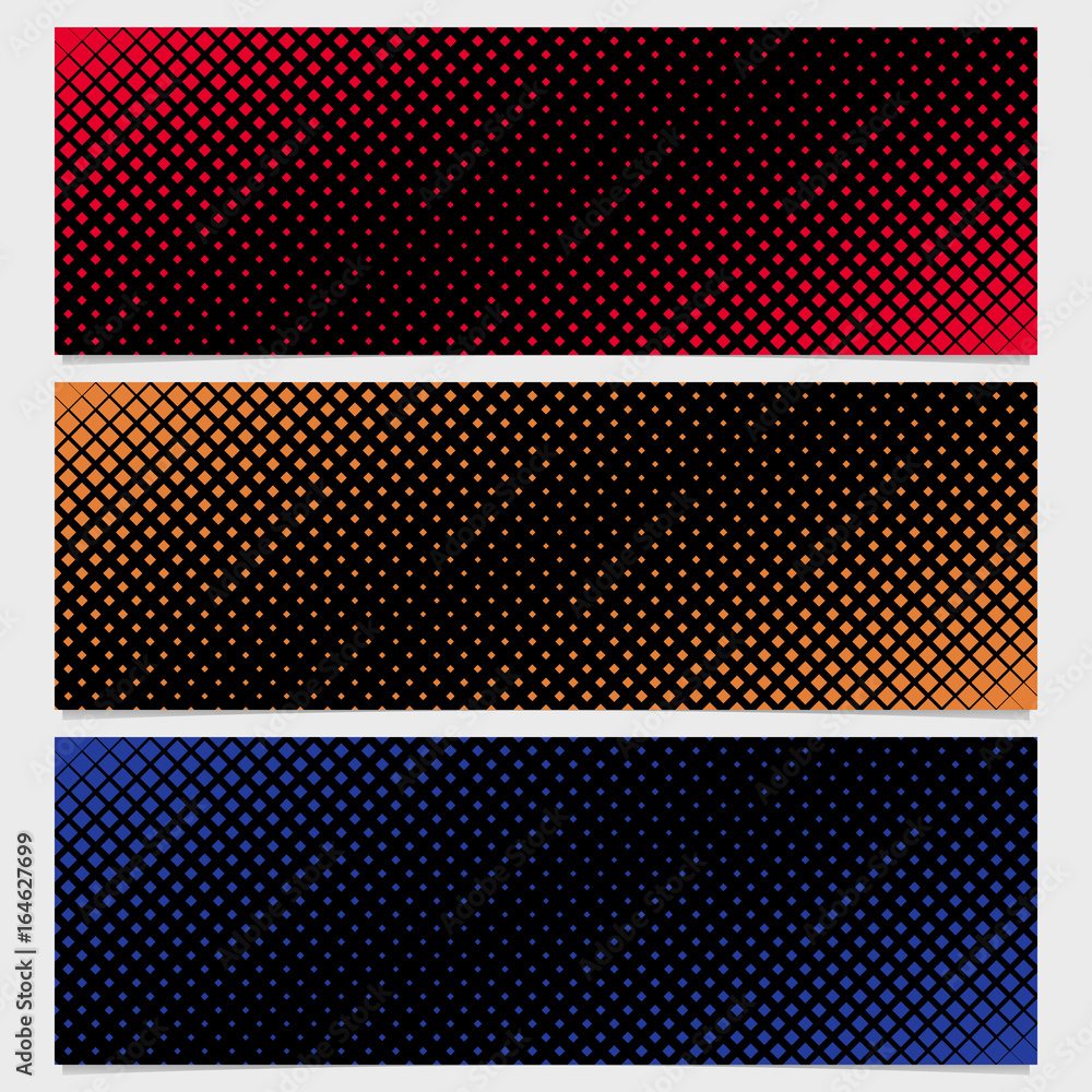 Poster abstract halftone square pattern banner template design set - vector graphic design from diagonal sq