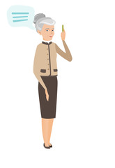 Senior caucasian business woman with speech bubble