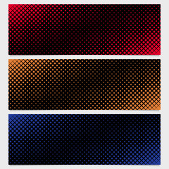 Abstract halftone square pattern banner template design set - vector graphic design from diagonal squares
