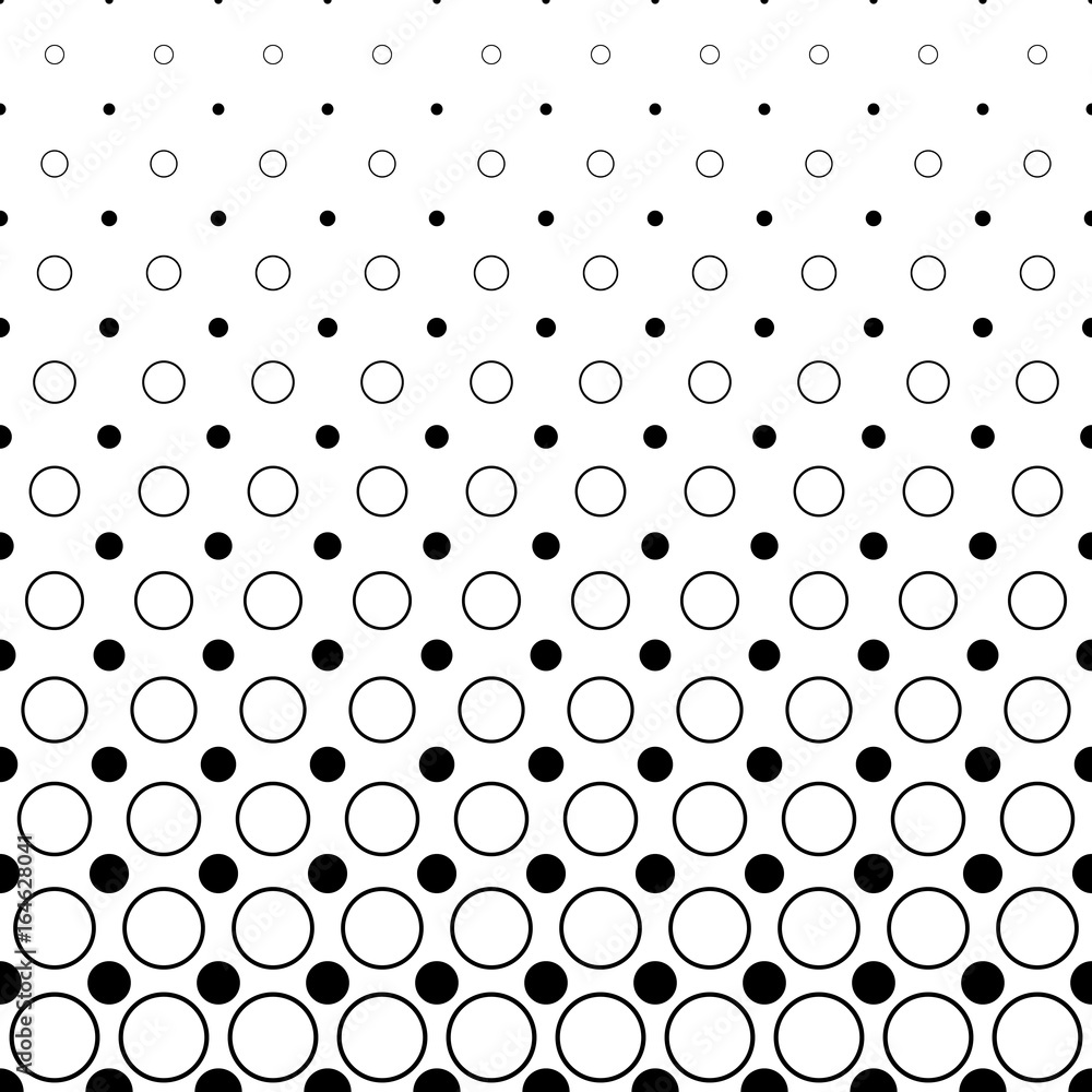 Poster monochrome circle pattern - abstract geometrical vector background from dots and circles