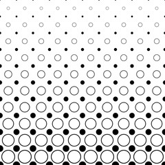 Monochrome circle pattern - abstract geometrical vector background from dots and circles